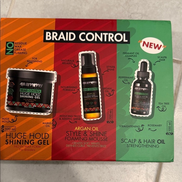 Gummy Other - Braid Control Huge Hold Shining Gel kit- Black